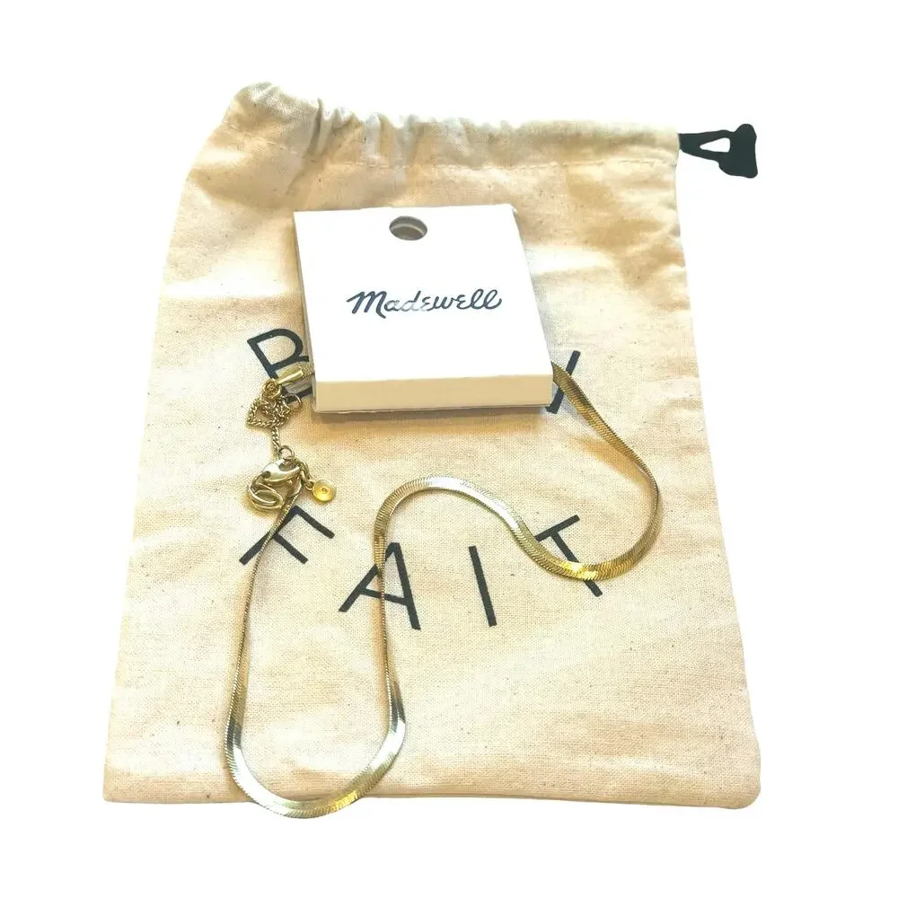 Madewell M0923 Herringbone Chain Necklace Vintage Gold One Size NWT - Picture 8 of 10